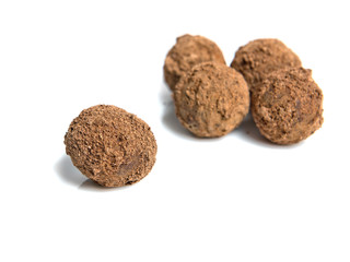 Chocolate candies isolated on white background.