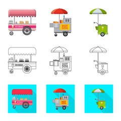 Vector illustration of market and exterior logo. Set of market and food stock symbol for web.