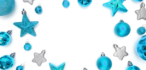 Blue christmas holidays decoration on a white background