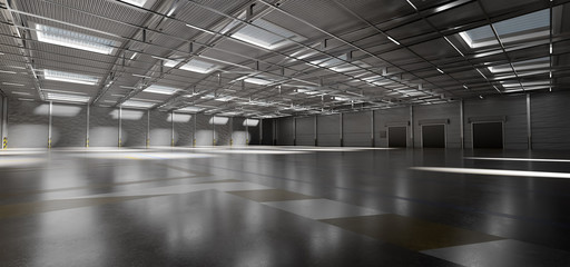 Warehouse goods stock background 3d rendering