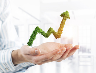 Banking and money investment presented by green graph. Mixed med