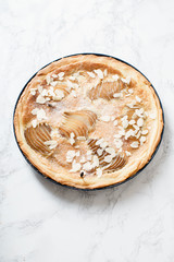 Tart with poached pears and almond frangipane