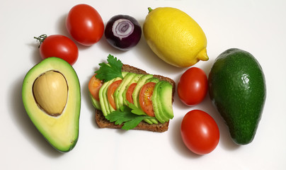 toast with avocado with vegetables