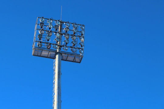 Spotlights for the stadium. Close-up. Background. Texture.
