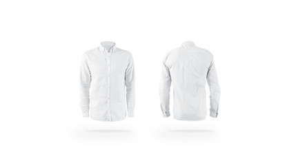 Blank white weared classic mens shirt mockup set, front back
