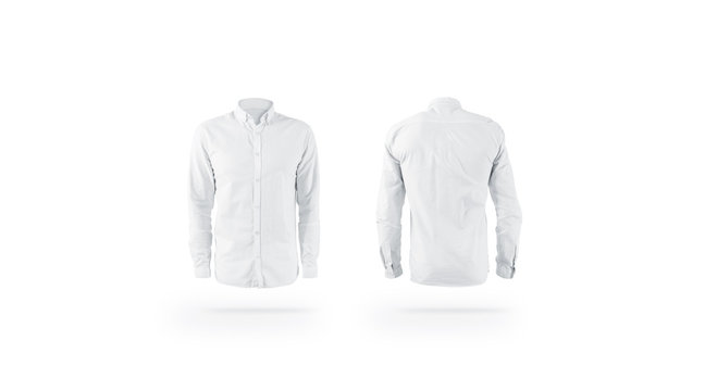 Blank White Weared Classic Mens Shirt Mockup Set, Front Back