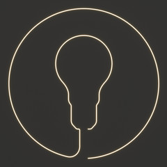 Light bulb. Icon on a dark background. Idea sign, solution, thinking concept. 3D rendering.