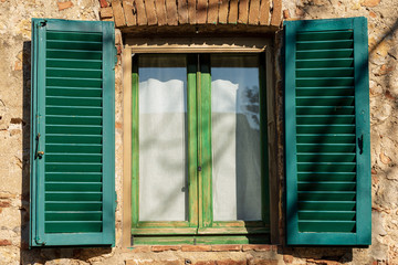 Old Window with Wooden Shutters - Tuscany Italy