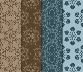 Set Of Seamless Texture Of Floral Ornament. Vector Illustration. For The Interior Design, Printing, Web And Textile