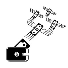 Flies money icon designed cool and elegant for all application uses.