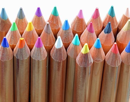 wooden pencils on white background