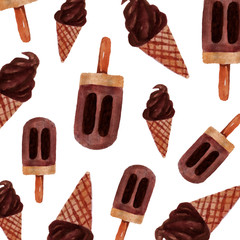 watercolor ice cream popsicle art background design