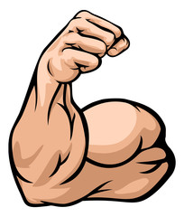 A strong arm showing its biceps muscle illustration - obrazy, fototapety, plakaty