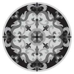 Zelfklevend Fotobehang Vector Mosaic Classic Floral Black and White Medallion © kronalux