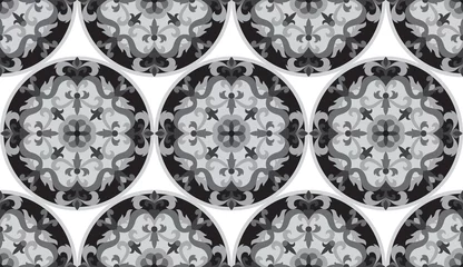 Gordijnen Vector Mosaic Classic Black and White Seamless Pattern © kronalux