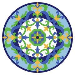 Gordijnen Vector Mosaic Classic and Floral Round Medallion © kronalux