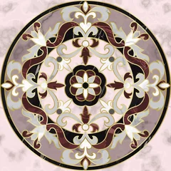 Meubelstickers Luxury Pink Marble Mosaic Classic Seamless Pattern © kronalux