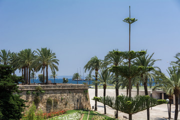 Palma de Mallorca, Balearic Islands, Spain - July 21, 2013: View of the streets of the city of...