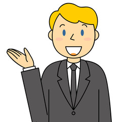 黒いスーツの外国人男性 指をさす