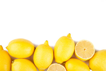 Lemons isolated on white background. Tropical fruit.