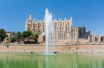 Palma de Mallorca, Balearic Islands, Spain - July 21, 2013: Cathedral of St. Mary of Palma...