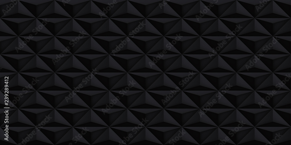 Poster volume realistic vector black texture, geometric seamless tiles pattern, design dark background for 
