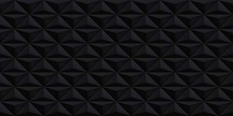 Volume realistic vector black texture, geometric seamless tiles pattern, design dark background for you projects 