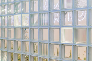 Glass block wall bakground. Perspective view