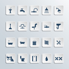 Vector plumbing icons set 