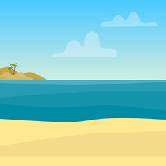 Fototapeta na wymiar Tropical background with sea, ocean and sand. Flat style vector illustration.
