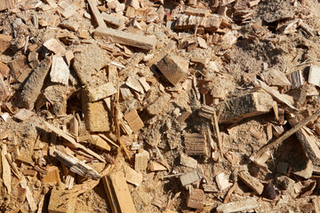 sawdust and cut timber