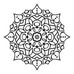 Black Mandala on white background. Vector decorative element for your design.  Flower, oriental pattern