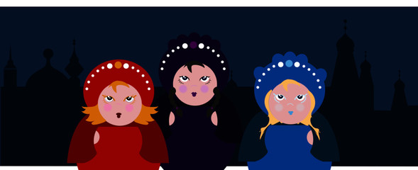 Fototapeta na wymiar Russian dolls colors illustration 