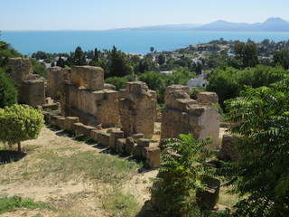 Fototapeta na wymiar Carthago ruins of capital city of the ancient Carthaginian civilization. UNESCO World Heritage Site.