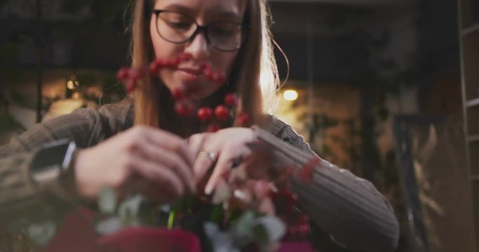 Business lady working in her flower shop