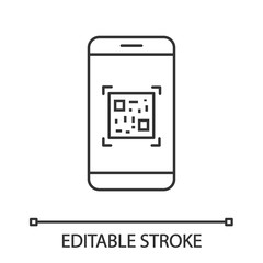 QR code scanning smartphone app linear icon