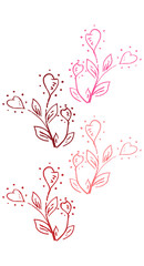 Illustration of flowers from the heart. Card for Valentine's Day pattern of flowers and hearts. Hand drawn.