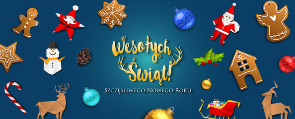 Polish Christmas and Happy New Year greeting card