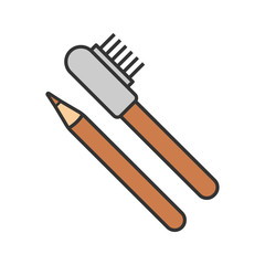 Eyebrow pencils with brush color icon