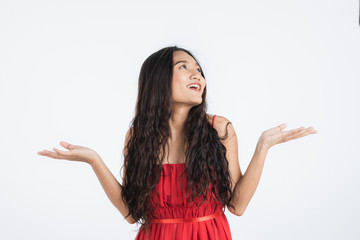 Beautiful woman feeling very happy excited.