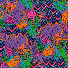 cute colorful floral flower seamless pattern design