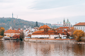 panoramic view of mala strana district in prague, czech reoublic