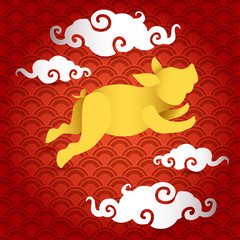 Pig paper cut 3d greeting card design