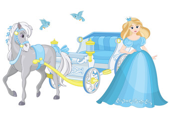 Cinderella and Fairytale blue carriage