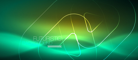Color shiny neon lights background with abstract lines