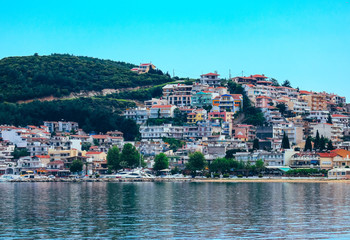 Fototapeta na wymiar Greece, Nea Iraklitsa - May 20, 2018: City view and port area.