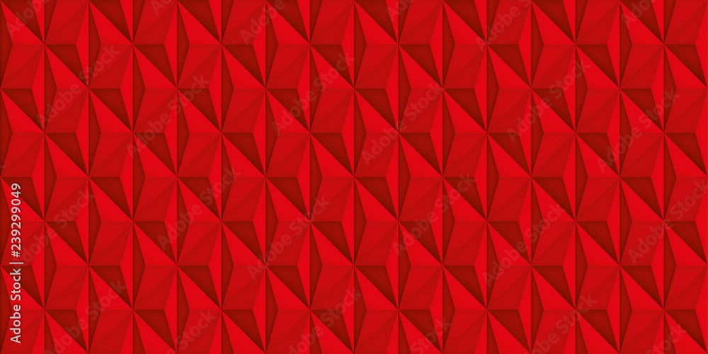 Poster volume realistic red texture, geometric seamless tiles pattern, vector design background for you pro