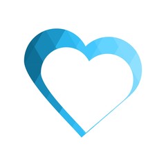 Geomatric hearts love vector icon. Heart icon set vector. Blue low poly style. - Vector