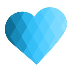 Geomatric hearts love vector icon. Heart icon set vector. Blue low poly style. - Vector