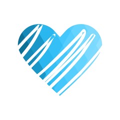 Geomatric hearts love vector icon. Heart icon set vector. Blue low poly style. - Vector